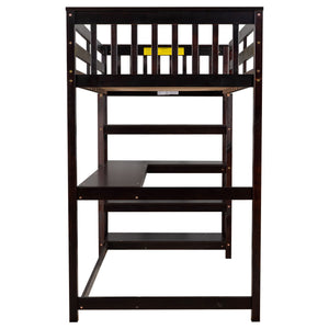 Loft Bed With Storage Shelves And Under Bed Desk
