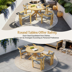 5-Piece Outdoor Acacia Wood Round Dining Set