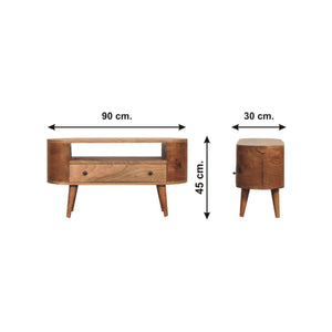 Modern Mini Rounded Entertainment Unit - Oak