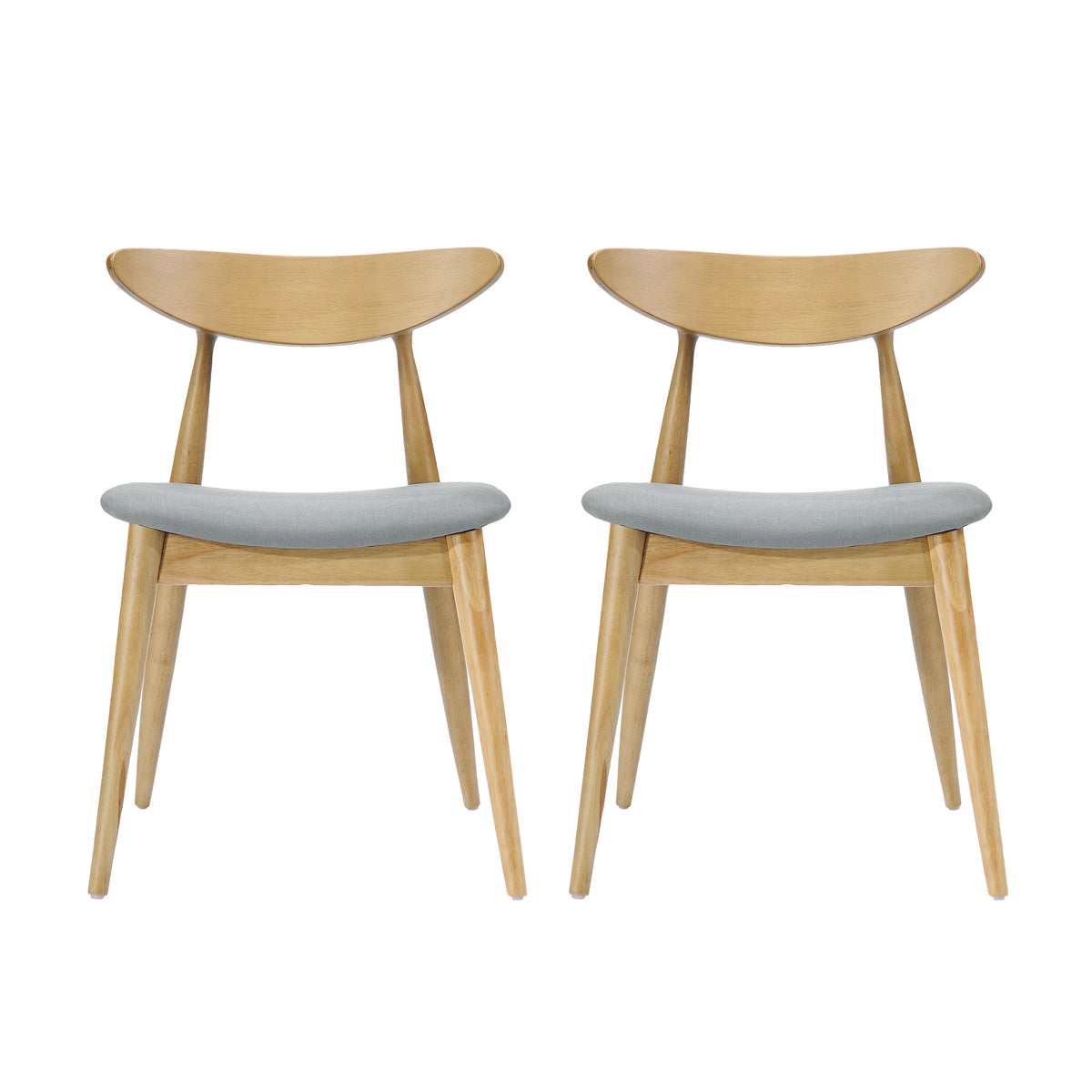 Set of 2 Retro Rubberwood Chairs with Ergonomic Back & Plush Cushions