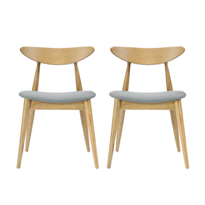 Set of 2 Retro Rubberwood Chairs with Ergonomic Back & Plush Cushions
