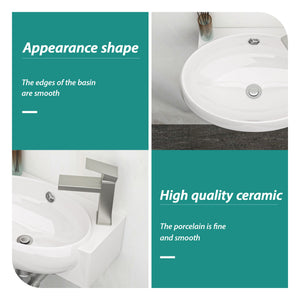 Modern Aesthetic Rectangle Wall Mount Bathroom Sink With Single Faucet Hole