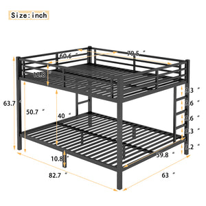 Metal Queen Over Queen Bunk Bed for Teens and Adults