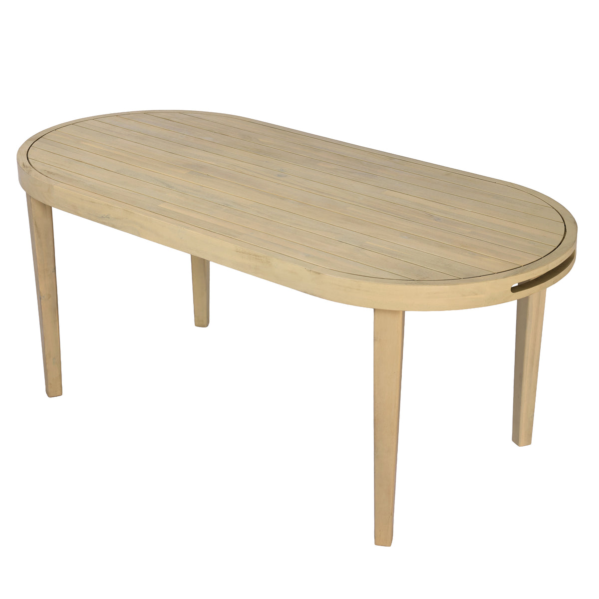 70" Oval Acacia Wood Outdoor Dining Table with Slatted Top