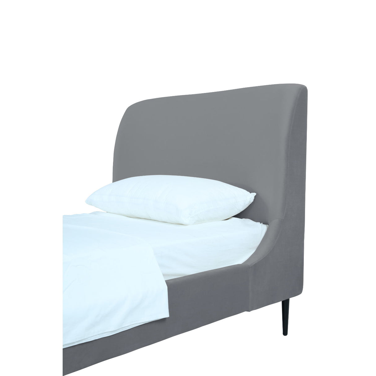 Twin Bed With Curved Headboard - Gray / Black