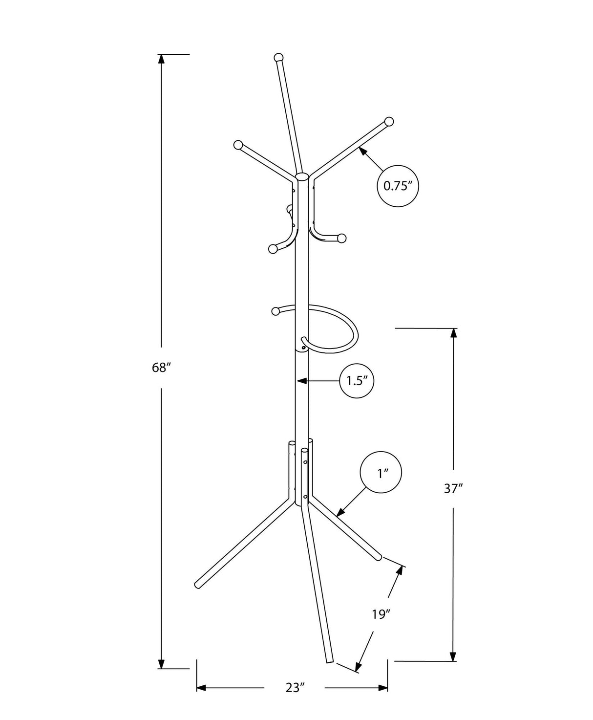 Coat Rack, Hall Tree, Free Standing, Hanging Bar, 6 Hooks, Entryway, Contemporary & Modern - Best Buy Furniture