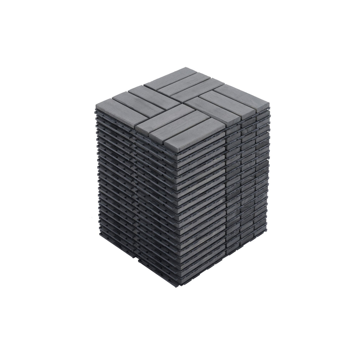 Acacia Wood Interlocking Deck Tiles Checker Pattern For Outdoor Flooring