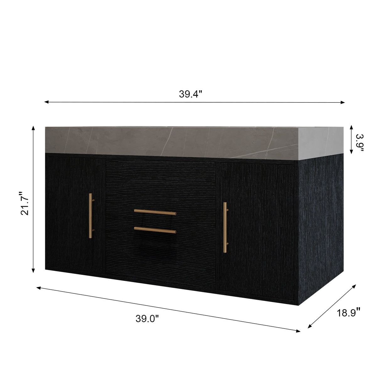 39.4 Inches Single Contemporary Floating Bathroom Vanity