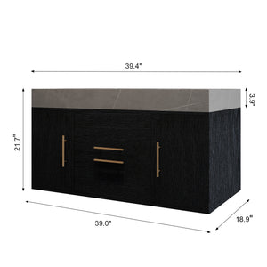 39.4 Inches Single Contemporary Floating Bathroom Vanity