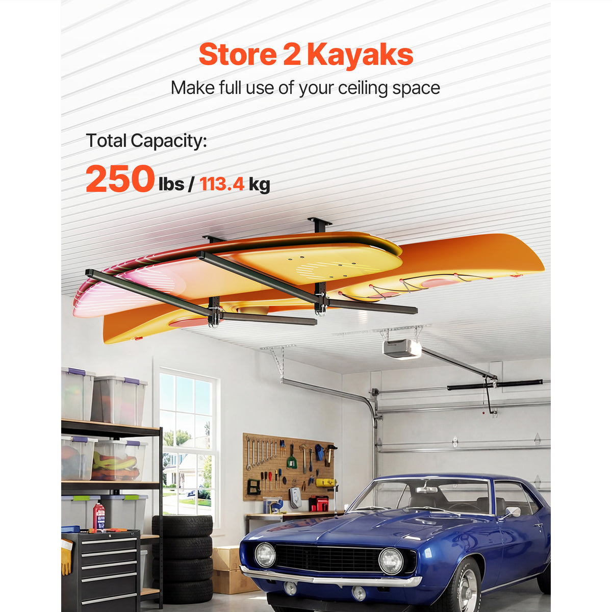 Kayak Storage Rack for 2 Kayaks