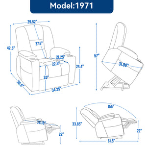 Power Lift Recliner Chair with Massage and Heat