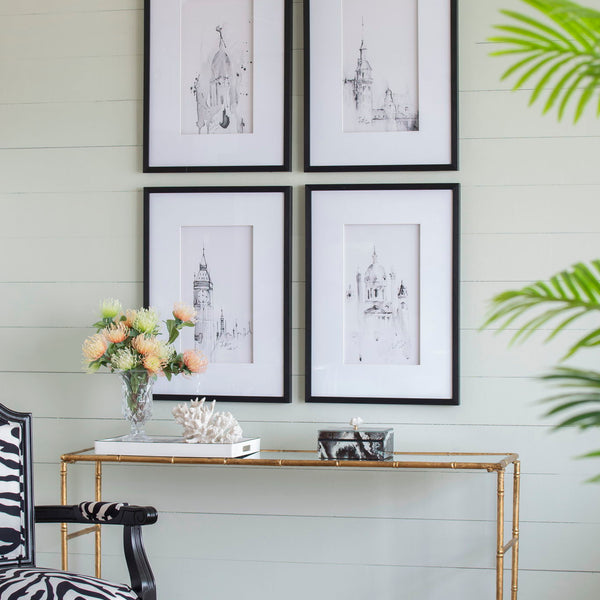 Architecture Wall Art Prints, Home Decor Art For Living Room Dining Room Entryway (Set of 4) - White / Black