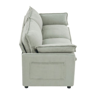 Modern Loveseat Sofa, Upholstered Couch With Side Storage Pockets