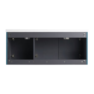 Contemporary Wall Mounted Bathroom Vanity With Resin Double Sink
