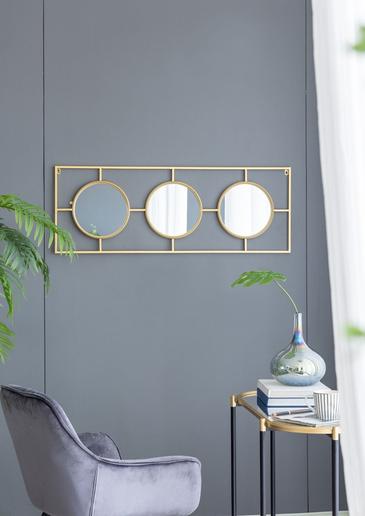 3 Mirror Piece Wall Mirror in Rectangular Frame