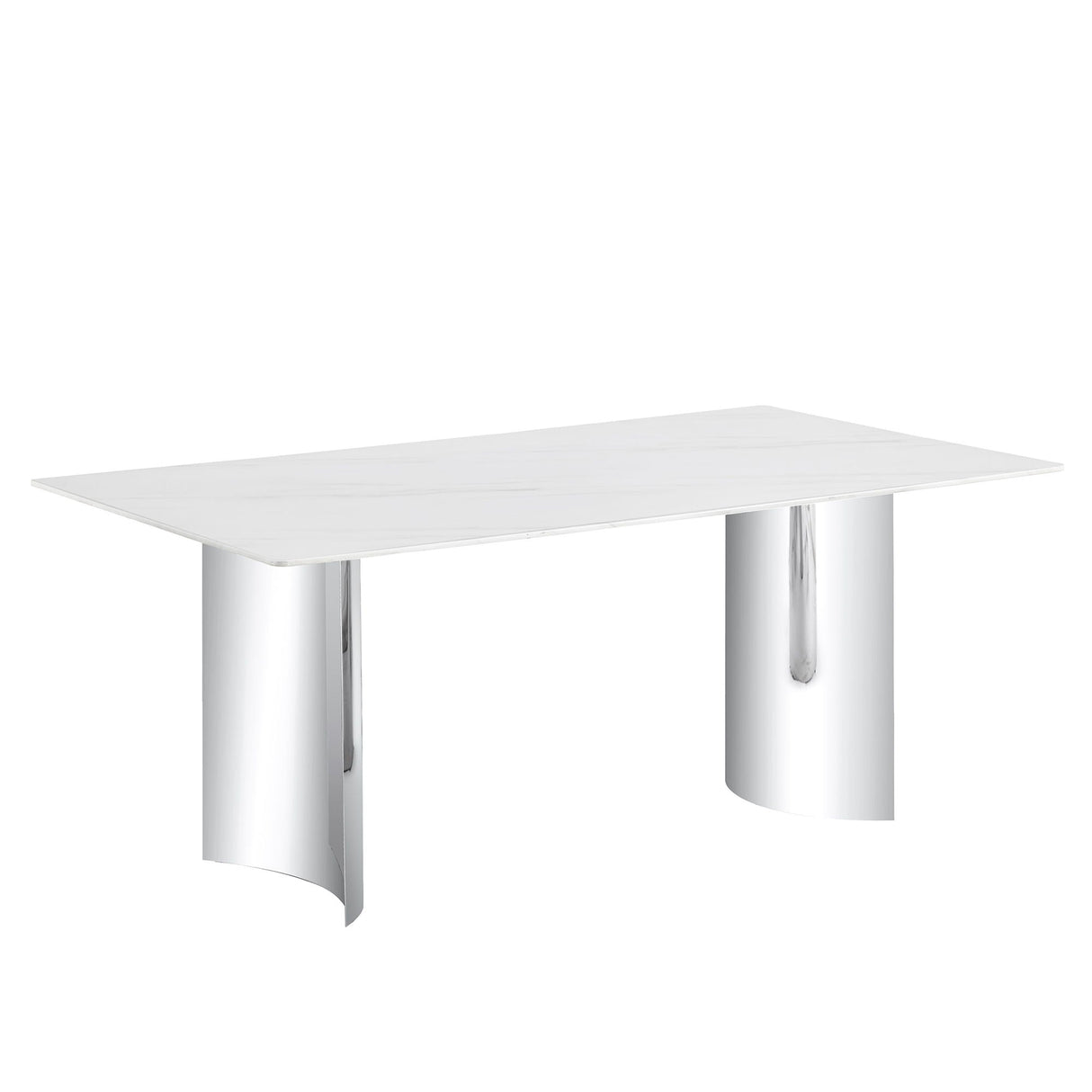 Modern Minimalist Dining Table with Imitation Marble Glass Top and Metal Legs