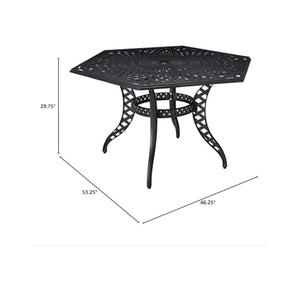 Outdoor Cast Aluminum Dining Table With Lattice Top And Umbrella Hole - Black - Best Buy Furniture
