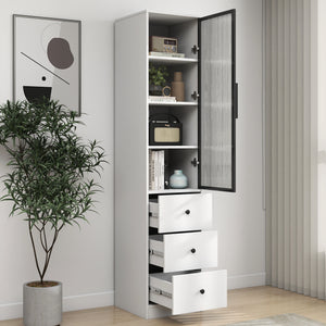 70.87" Tall Bathroom Storage Cabinet with Glass Door and Drawers