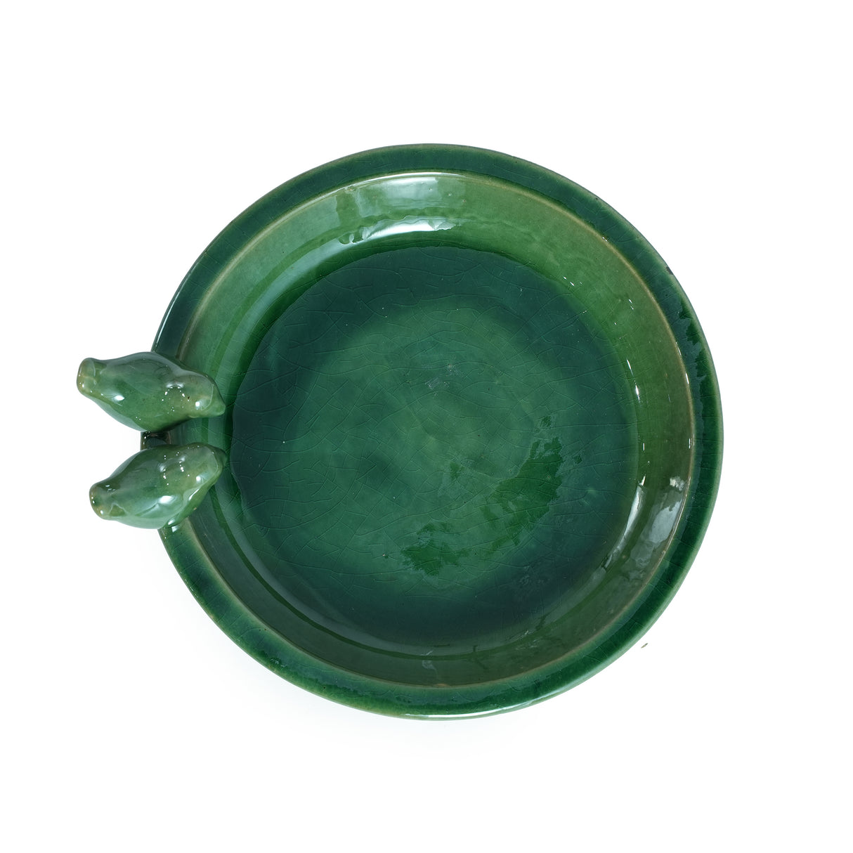 Handmade Ceramic Bird Bath, 11.8 Inch Olive