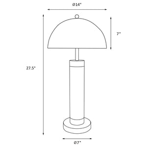 Leoch - Dome Shade Pillar Table Lamp Set With Dome - Black