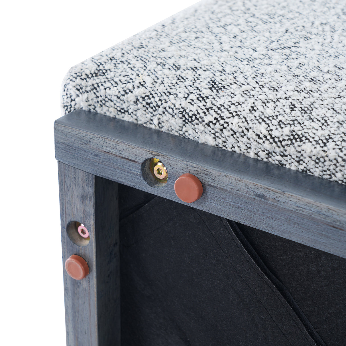 Square Upholstered Ottoman with Black-and-White Fabric