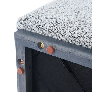 Square Upholstered Ottoman with Black-and-White Fabric