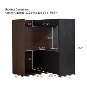 Modern Extendable & Rotating Cabinet With Drawer And Flip Doors For Versatile Storage - Black / Dark Walnut