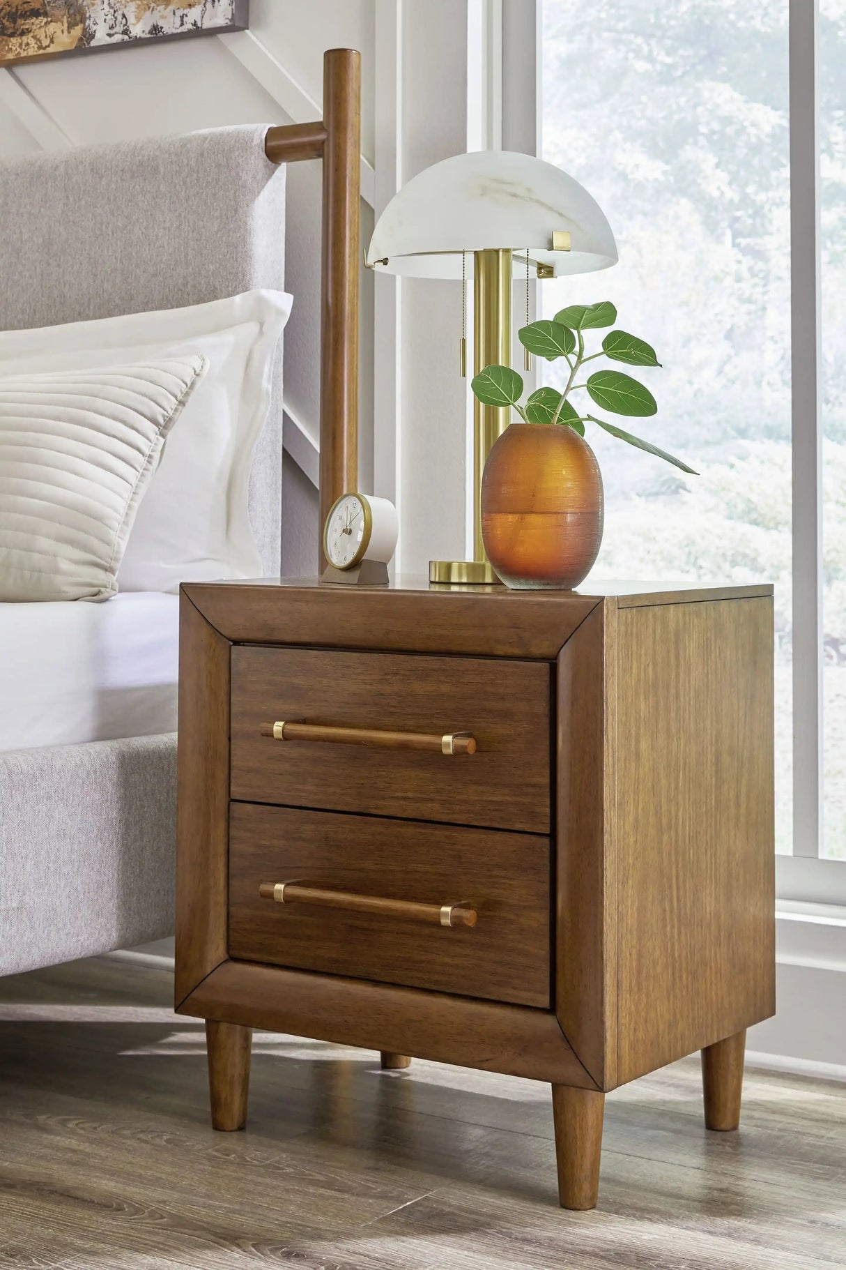 Lyncott - Two Drawer Night Stand - Brown - Best Buy Furniture