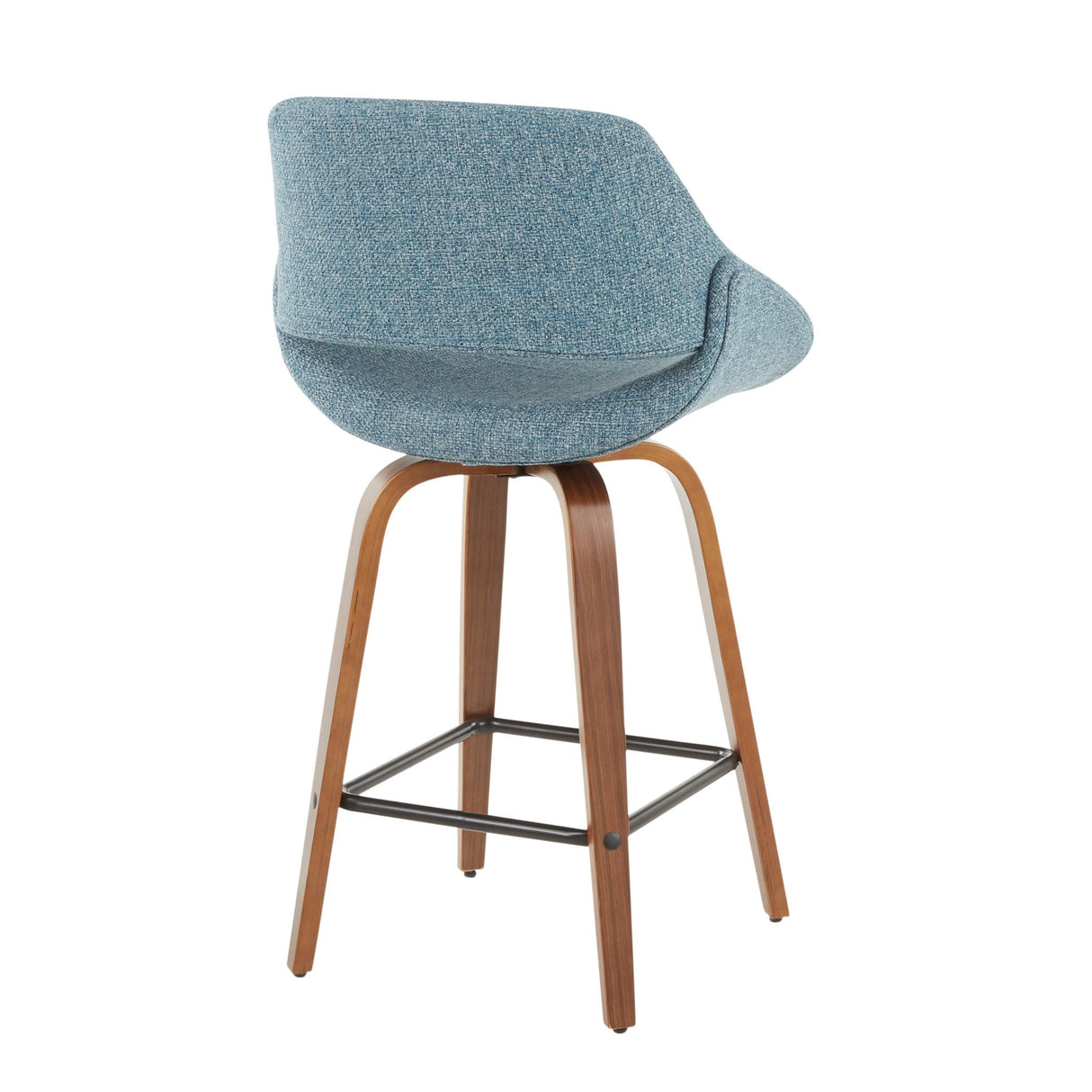 Fabrico - Mid-Century Modern Counter Stool (Set of 2) - Walnut / Blue