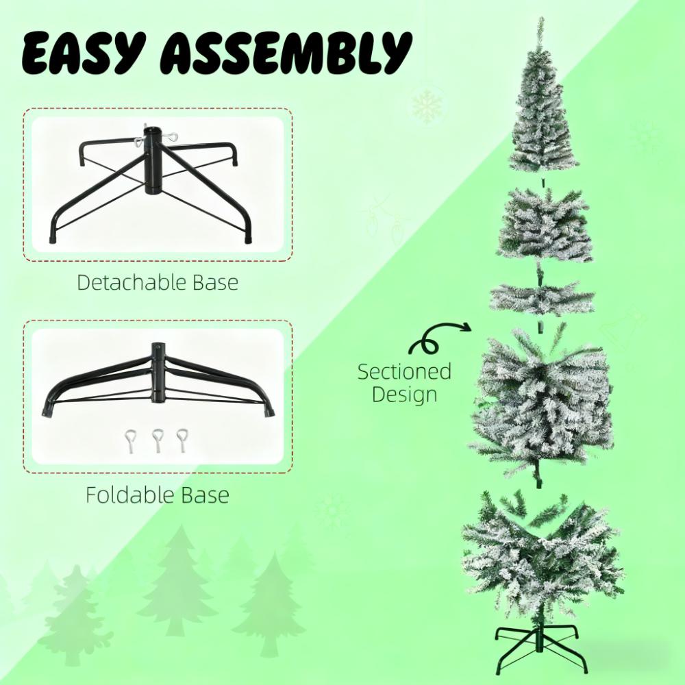 Flocked Christmas Tree with Faux Snow and Dense Branches