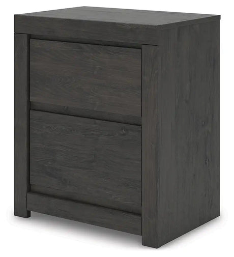 Fraluna - Two Drawer Night Stand - Charcoal - Best Buy Furniture