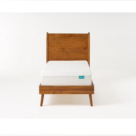 Okioki - Mid-Century Natural Stained Solid Acacia Wood Bed - Best Buy Furniture