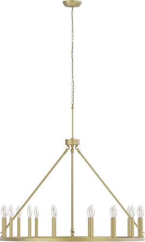 Gold Wagon Wheel Chandelier, 39-Inch Round, 16-Light Farmhouse Ceiling Fixture