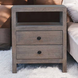 Acid Wash 2-Drawer Open Bedside Table