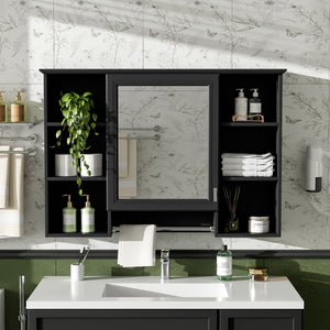 3 In 1 Modern Bathroom Mirror Cabinet With Adjustable Shelf, Soft Close Door, High Definition Mirror & Towel Bar