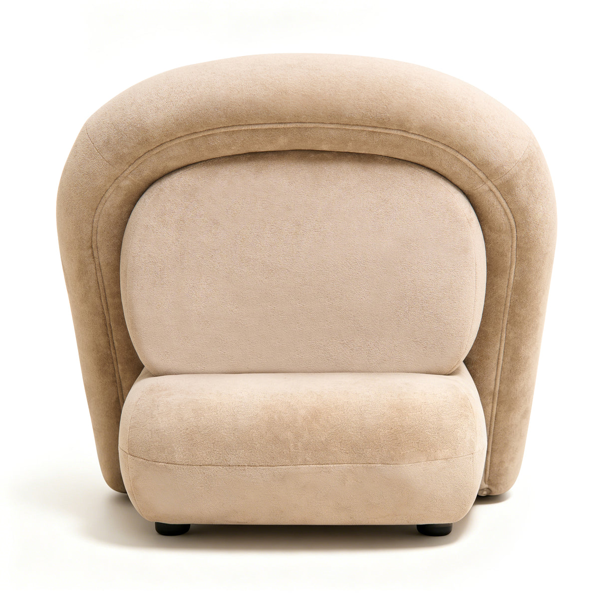 Stylish Dark Beige Velvet Lounge Chair