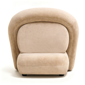 Stylish Dark Beige Velvet Lounge Chair
