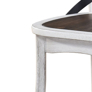 2 Pieces Set Dining Side Chair Rustic Modern Farmhouse Design Retro Design With Metal X Design - Antique Dark Oak / Antique White
