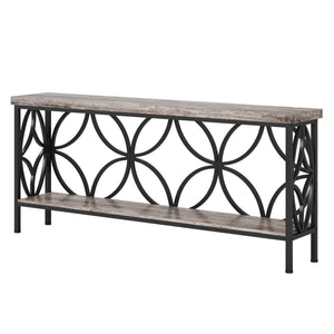 Extra Long Console Table With Open Storage Shelves