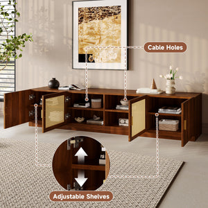TV Stand, Media Console With Adjustable Shelves - Walnut
