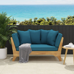 Outdoor Acacia Wood Expandable Daybed With Cushions - Best Buy Furniture