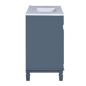 Bathroom Vanity With Top Sink, Mirror Cabinet, 2 Soft Closing Doors & 2 Drawers