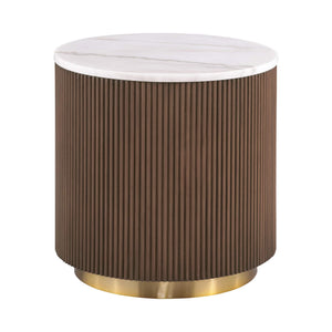 3 Piece Table Set Round Cocktail Table And 2 Round End Tables - Brown / Gold / White