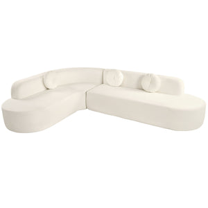 Extra Large Sectional Sofa Soft Fabric Upholstery, Elegant Curved Design With 3 Round Cushions, High - Resilience Foam For Ultimate Comfort - Beige