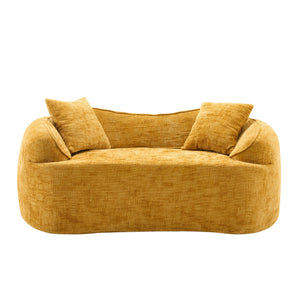Curved 2 Person Compress Sofa With Armrests, Includes Pillows