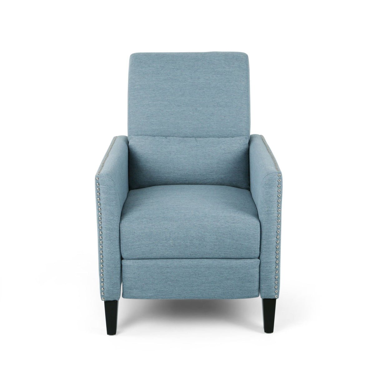 Repose Upholstered Recliner Chair With Nailhead Trim And Side Pocket - Light Blue - Best Buy Furniture