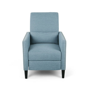 Repose Upholstered Recliner Chair With Nailhead Trim And Side Pocket - Light Blue - Best Buy Furniture