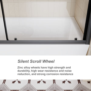 Sliding Shower Door For Bathtub - Matt Black