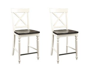 24" Tall Bar Stools (Set of 2) - Brown / White