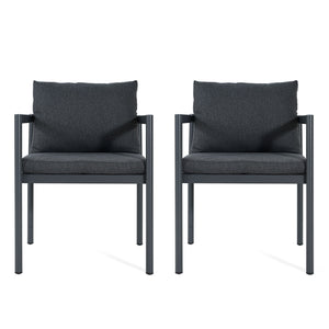7 Piece Outdoor Dining Set With Table And 6 Chairs - Black / Gray / Teak